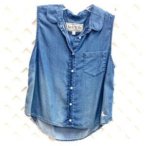 Super soft jean button down top
